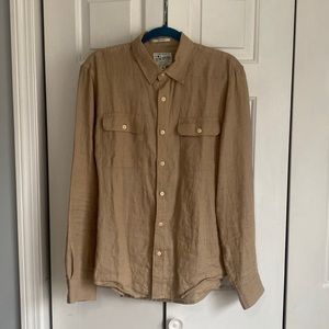 Lucky Brand Tan Linen Button Down Size Medium